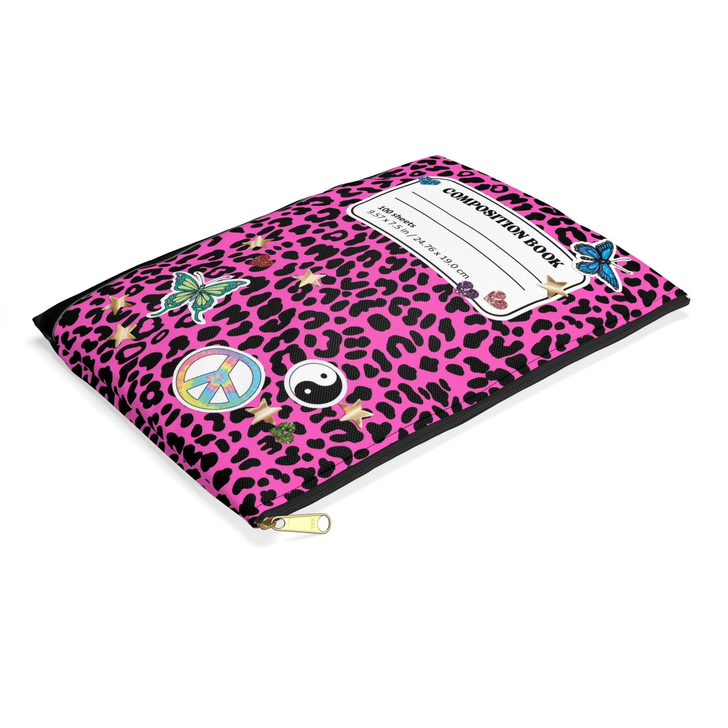 Leopard 90s Composition Book Pouch - Pink