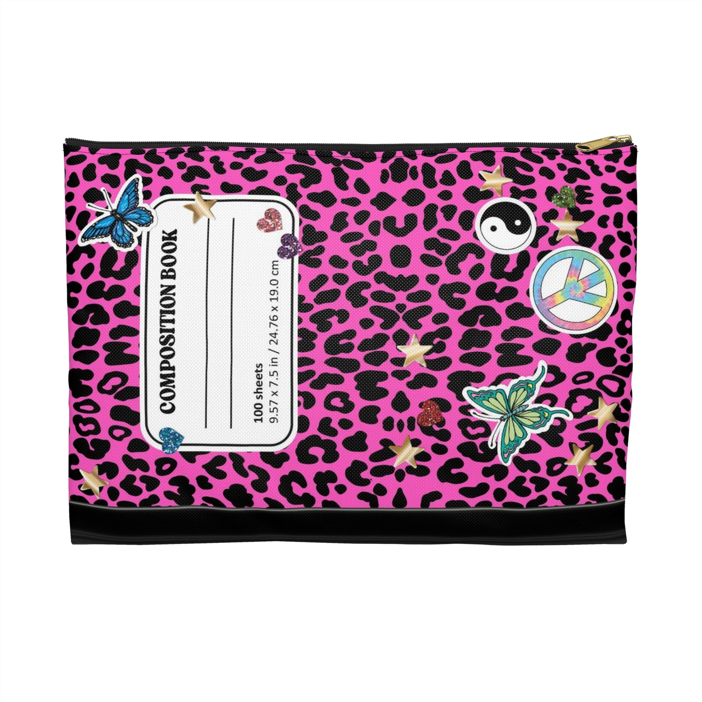 Leopard 90s Composition Book Pouch - Pink