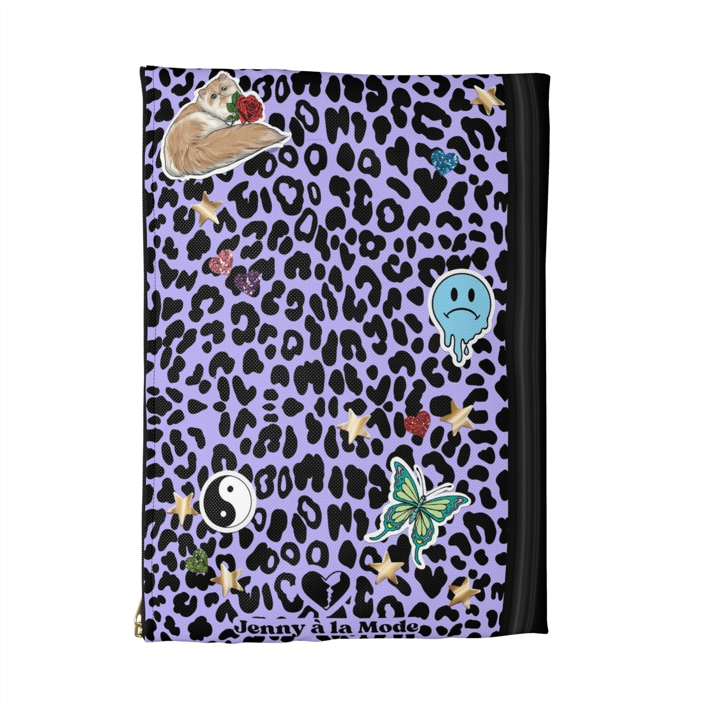 Leopard 90s Composition Book Pouch - Purple