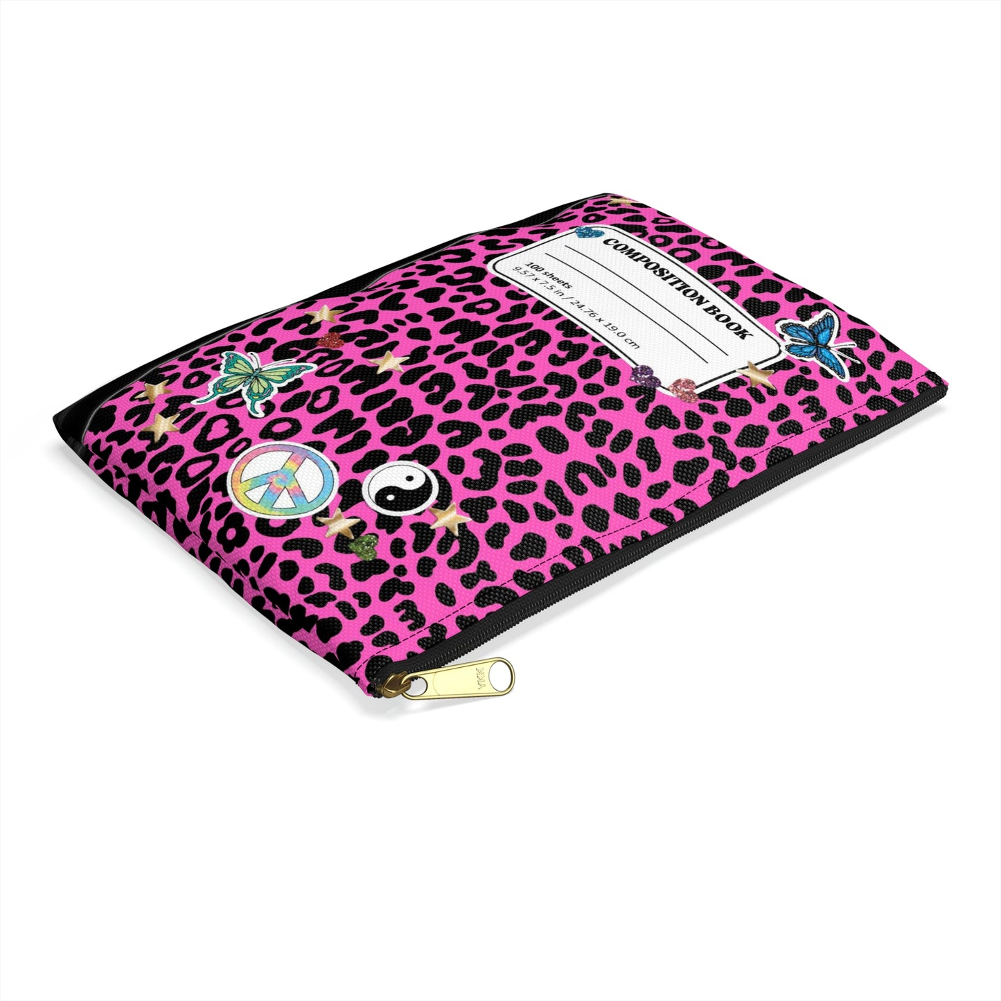 Leopard 90s Composition Book Pouch - Pink
