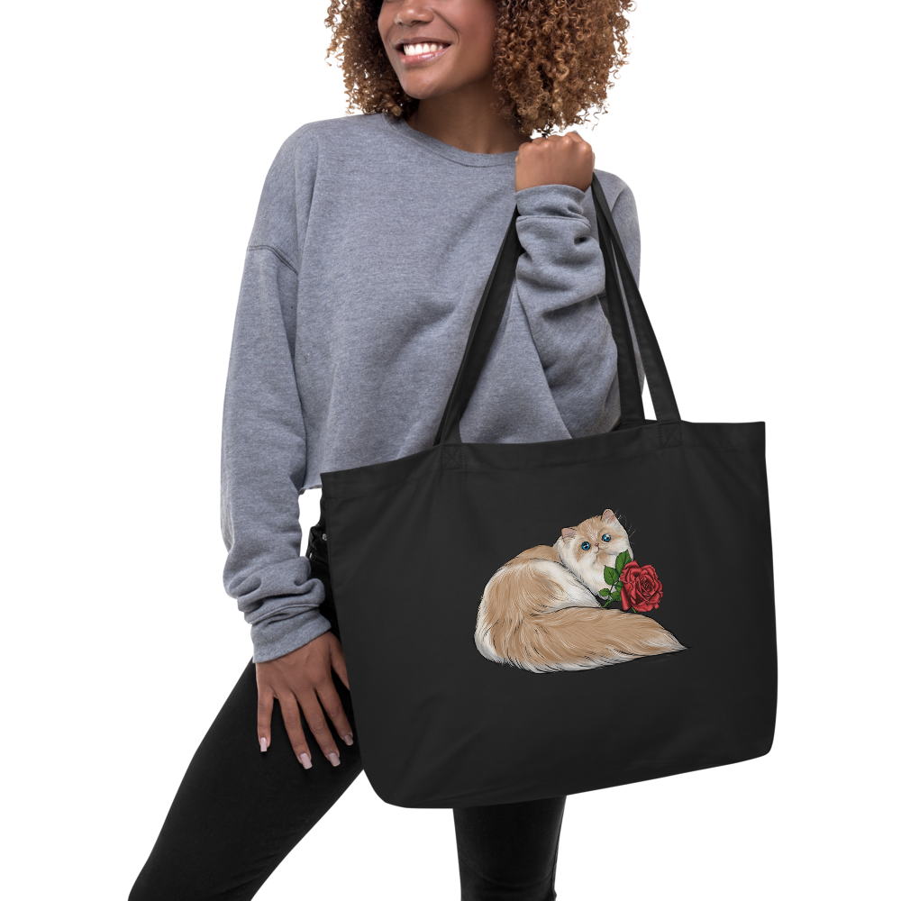 Cat and Rose Large Organic Tote