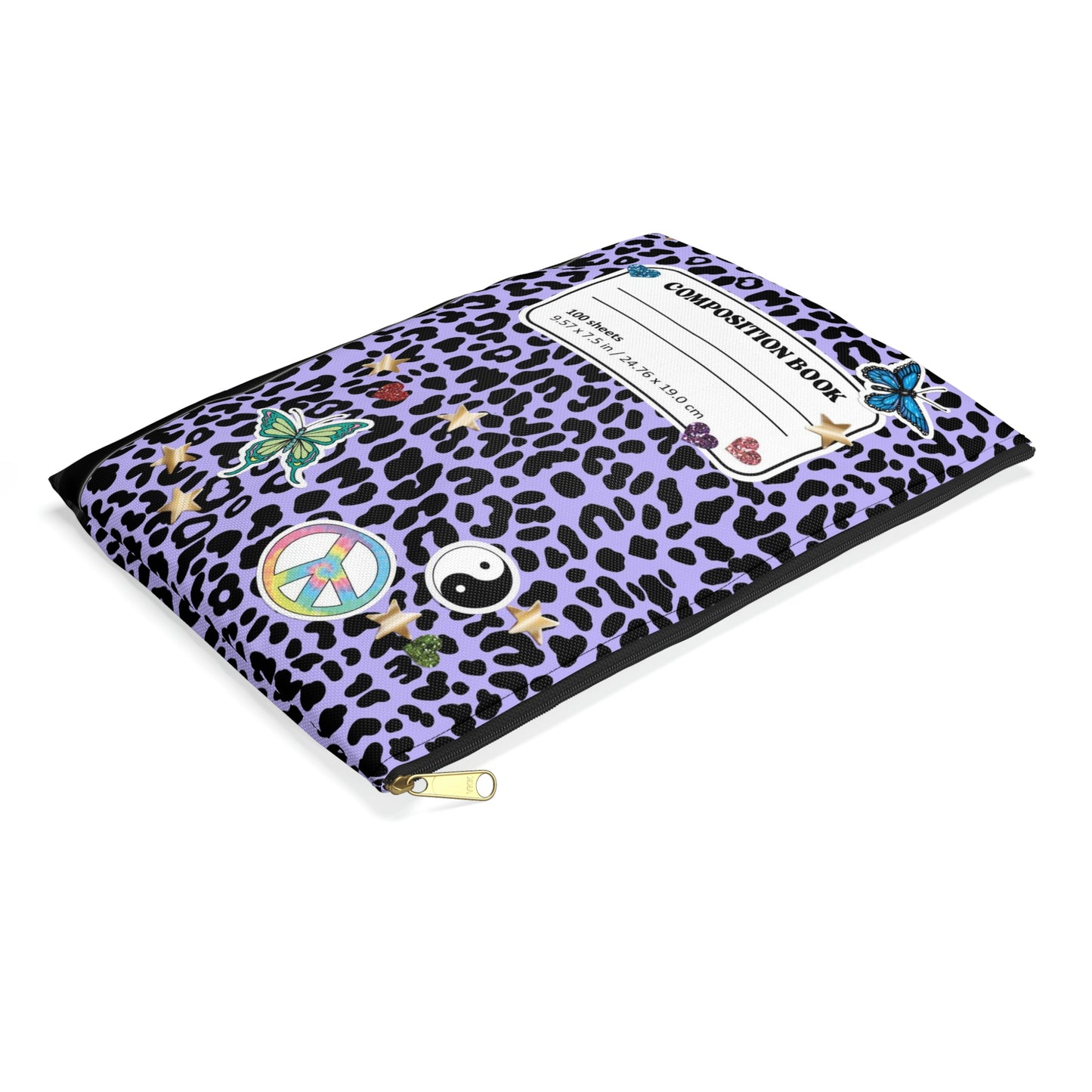 Leopard 90s Composition Book Pouch - Purple