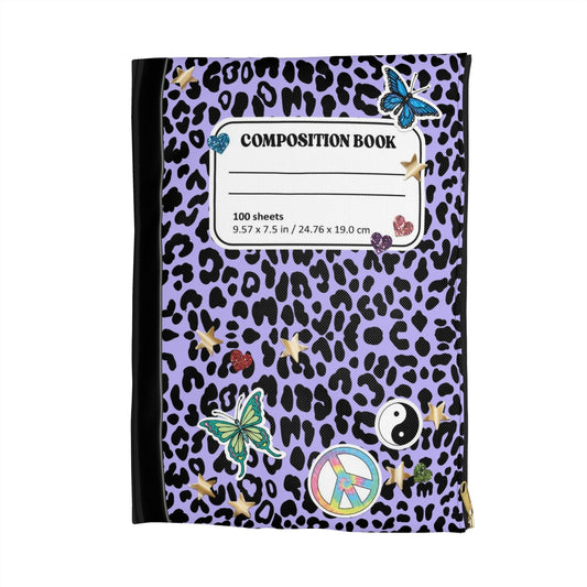 Leopard 90s Composition Book Pouch - Purple