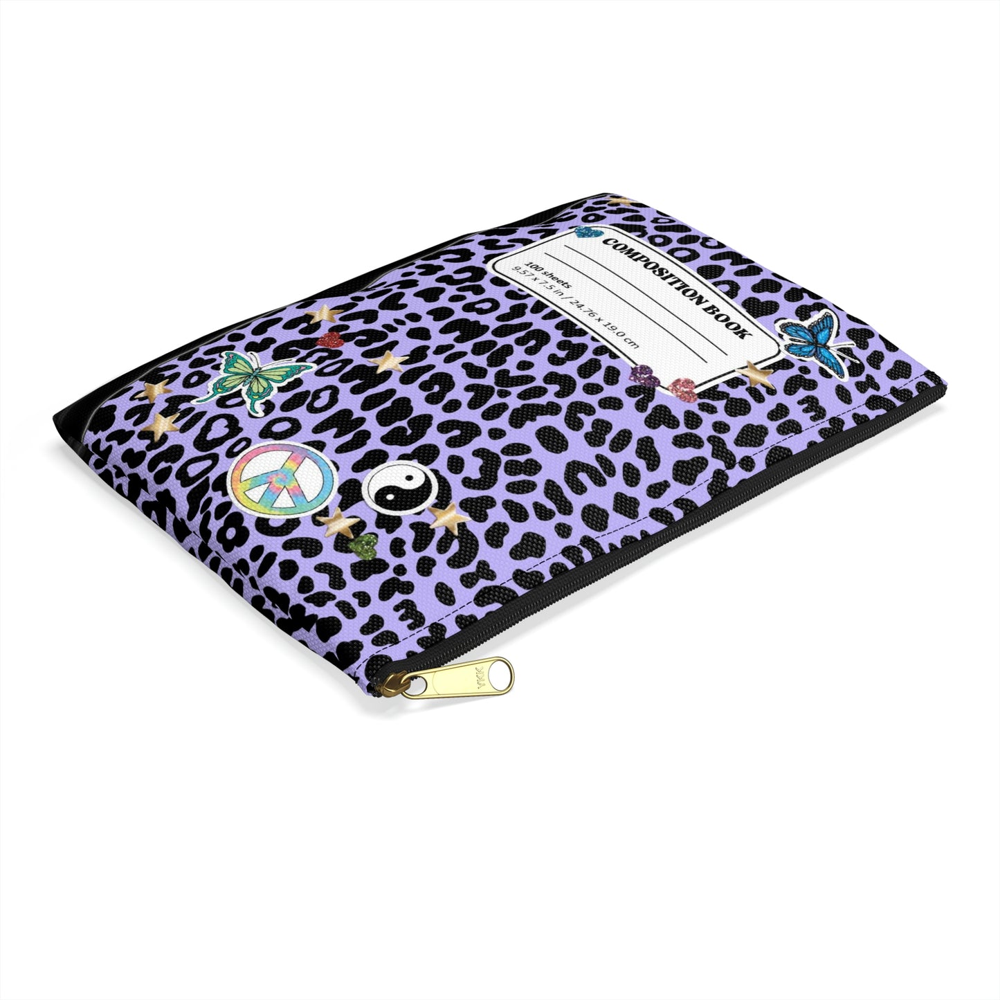 Leopard 90s Composition Book Pouch - Purple