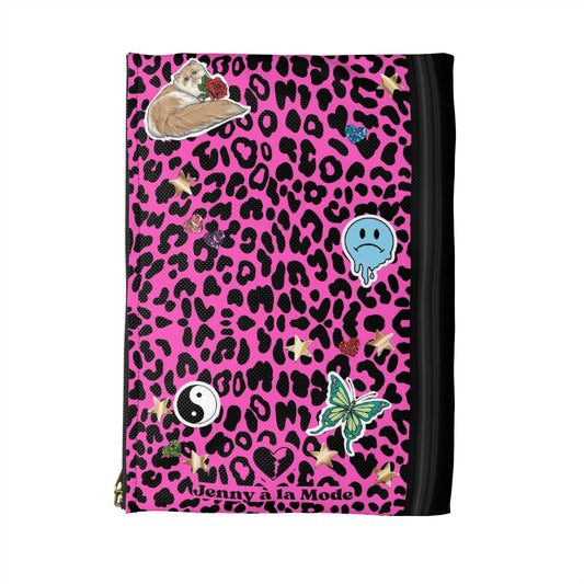 Leopard 90s Composition Book Pouch - Pink