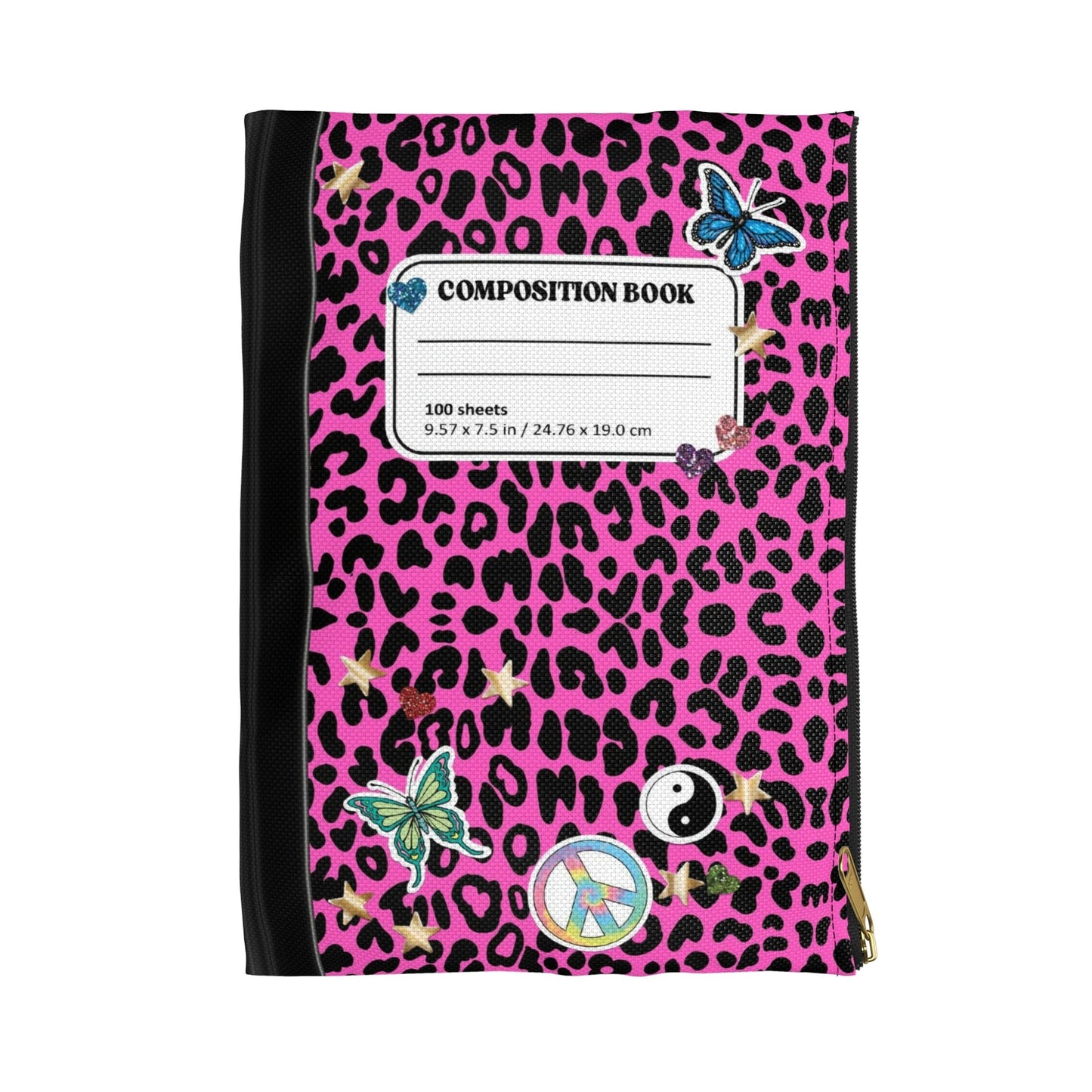 Leopard 90s Composition Book Pouch - Pink