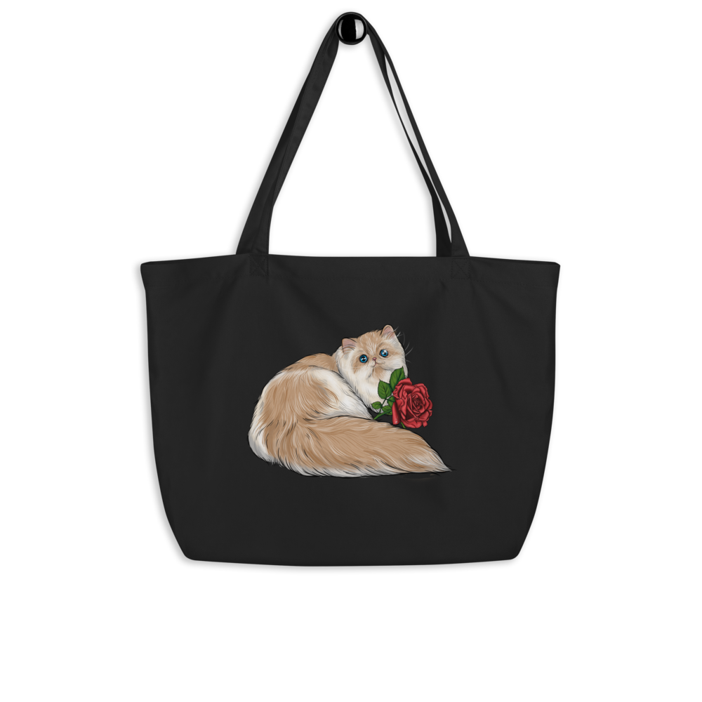 Cat and Rose Large Organic Tote