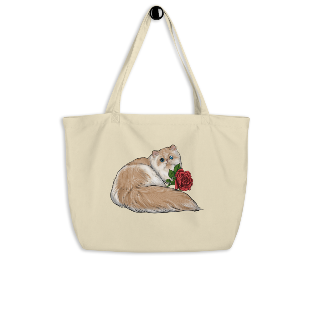 Cat and Rose Large Organic Tote