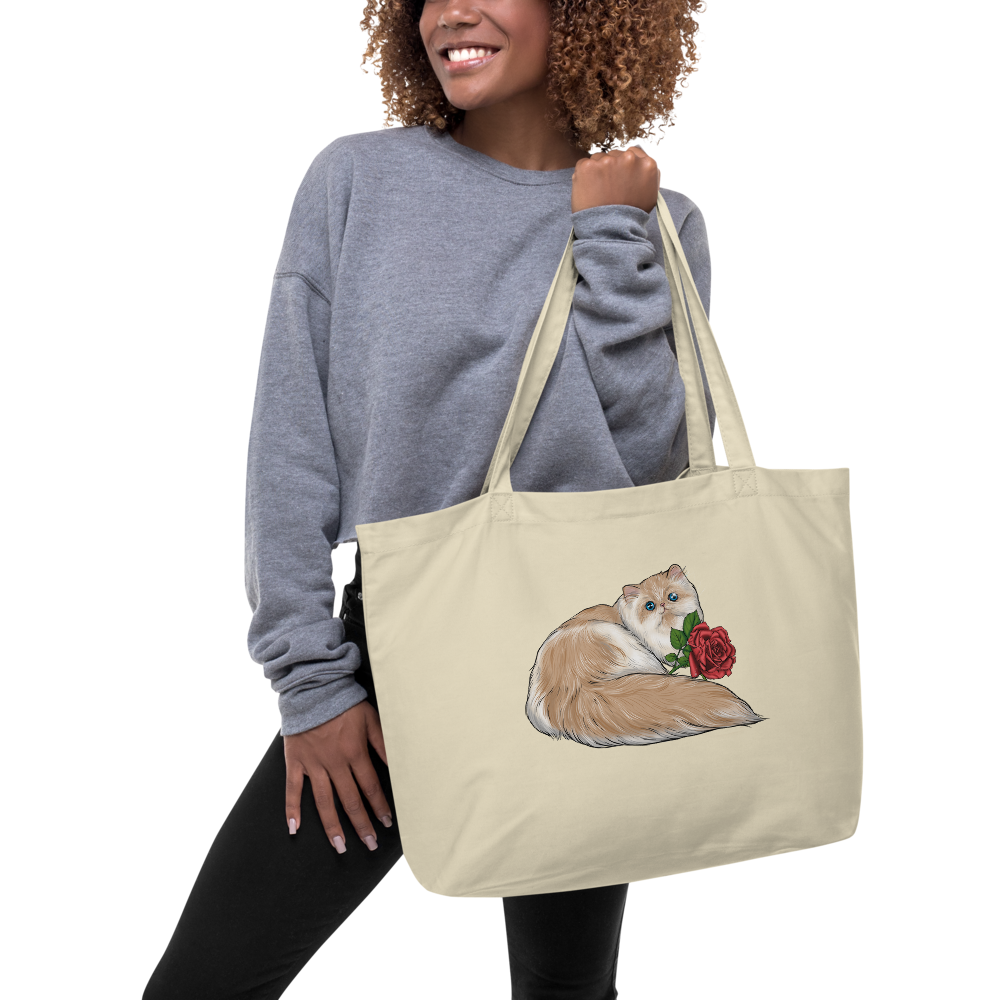 Cat and Rose Large Organic Tote